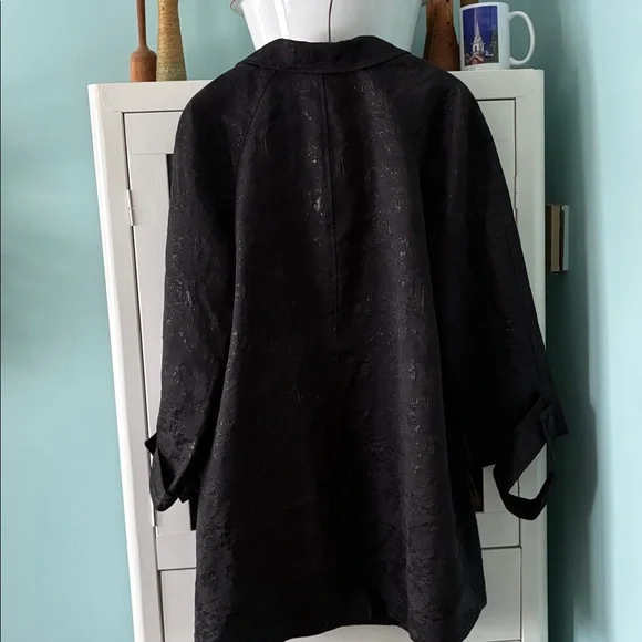 Lane Bryant sz 18 Black Shimmer Lightweight Women's Duster Coat euc - Picture 7 of 9